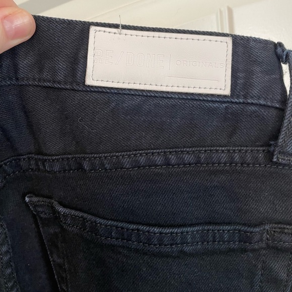 RE/DONE black high rise ankle crop raw hem jeans size 26 - Picture 6 of 8